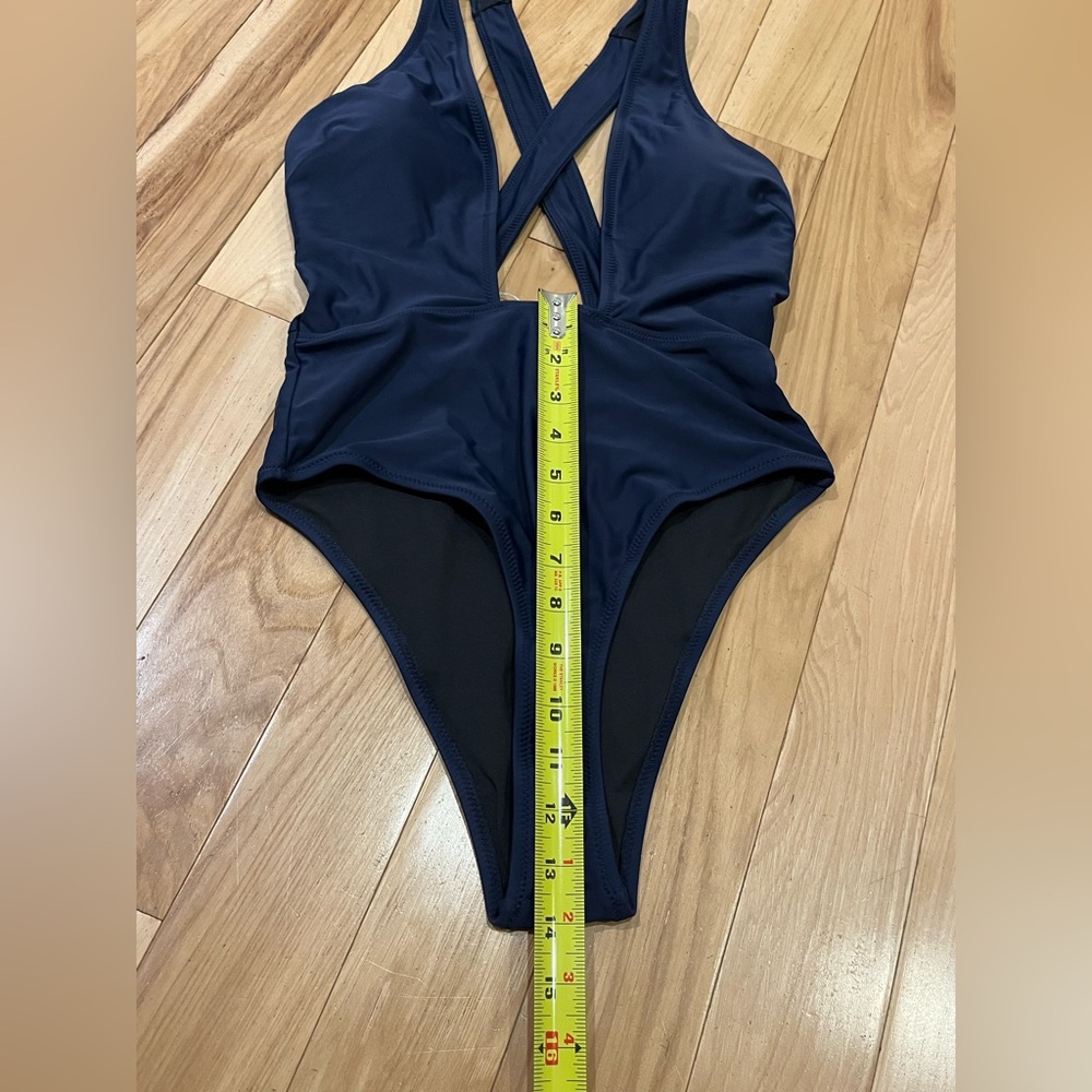 Cupshe Navy Cross-Front One Piece Swimsuit - Picture 8 of 8